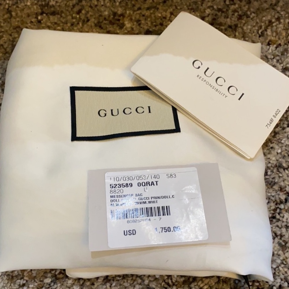 GUCCI white web stripe printed logo large leather messenger bag - Picture 5 of 11